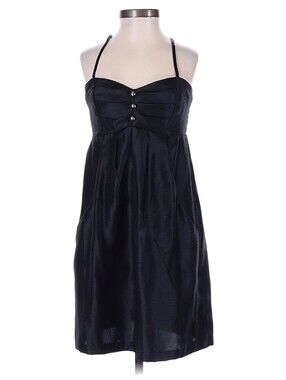 Black Satin Babydoll Mini Dress XS Y2K 90s Slip Dress Pockets Ruched Empire